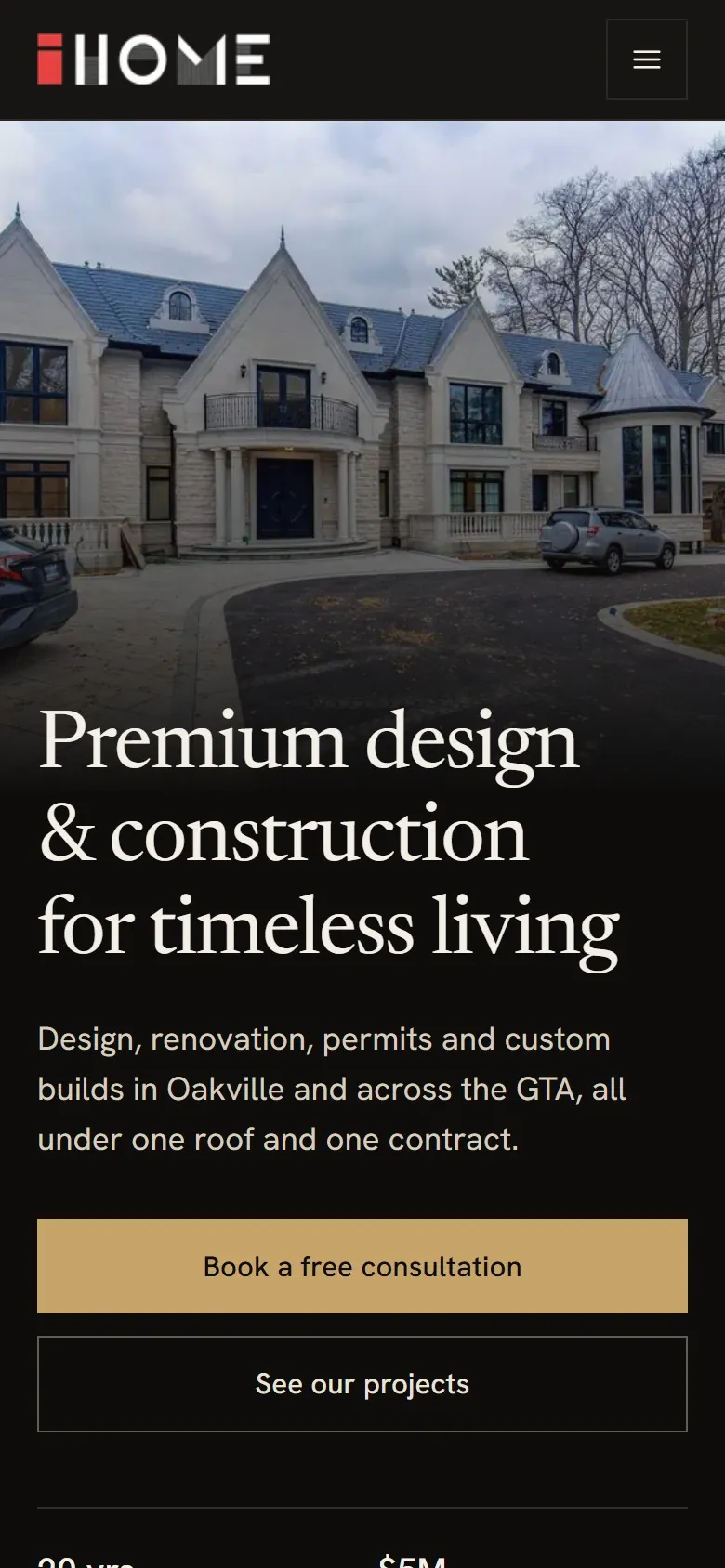 New site on a phone, 10 seconds after opening